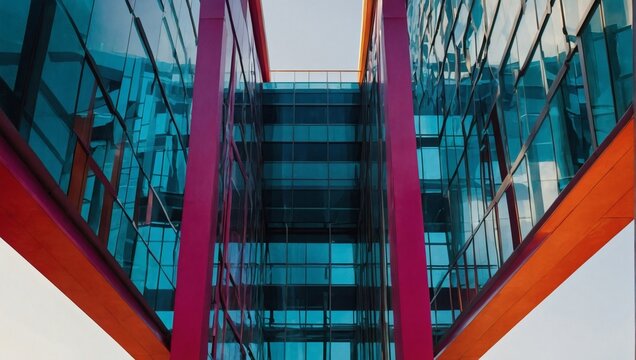 A scene of abstract architecture where bold color gradients are applied to modern structures, infusing the composition with a sense of movement and vitality.