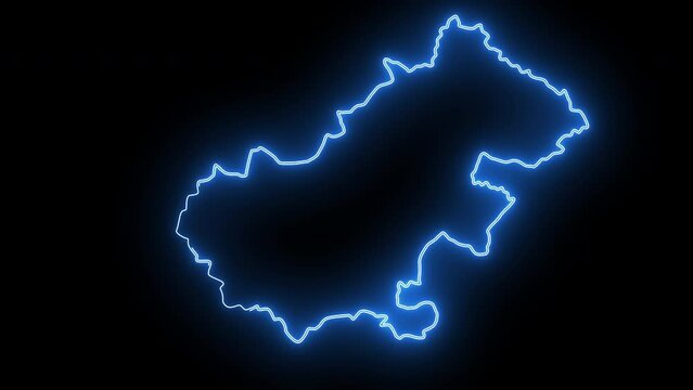 Satu Mare map in romania with glowing neon effect