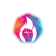Fire Fist Logo Vector. Revolution Protest Flame Fist Symbol. 