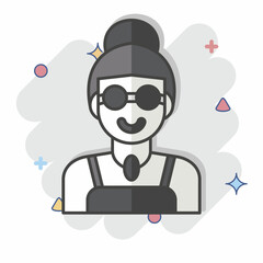 Icon Lady. related to Indigenous People symbol. comic style. simple design editable. simple illustration
