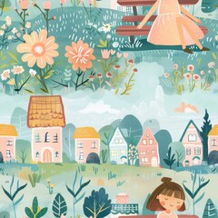 A young girl sitting peacefully in a garden. Suitable for lifestyle or family-themed projects