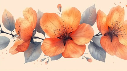 A cute cartoon sticker of a dainty flower, adhered to a solid peach background, symbolizing beauty and delicacy