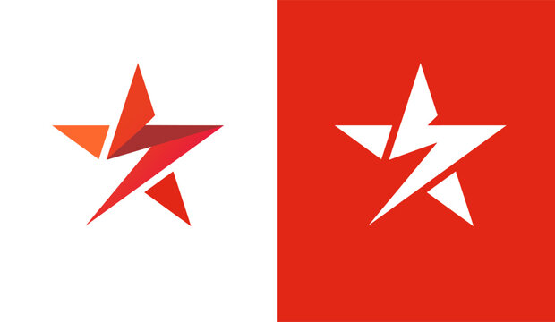 S Star Logo Design in bright red color, brand identity logo design vector illustration template