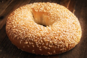 Seedy Delight: Sliced Organic Bagel with Seeds in 4K Photo