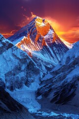 Sunset Majesty: A Snowy Mountain Peak