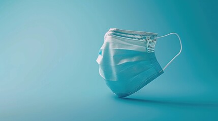 A medical mask on a blue background. Ideal for healthcare concepts