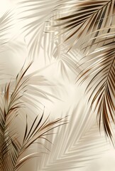 Dreamy Minimalistic Palm Leaves Wallpaper Illustration, Embodying Summer Vibes on a Beige Pastel Background