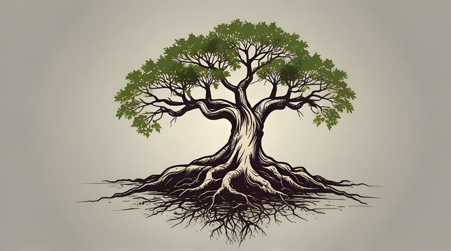tree roots vector icon illustration design .Generative AI