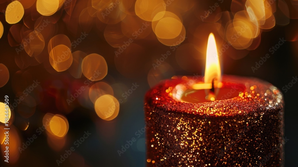 Poster A simple image of a lit candle on a table, suitable for various concepts