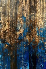 Abstract painting with blue and brown colors
