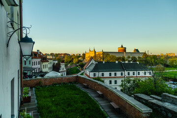 Lublin, widok na zamek o zachodzie słońca.