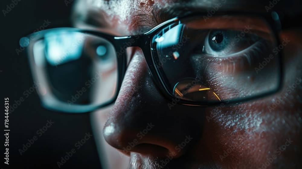 Poster close-up of a person wearing glasses. suitable for various projects