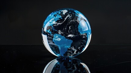 A glass globe resting on a table, suitable for travel or education concepts - obrazy, fototapety, plakaty