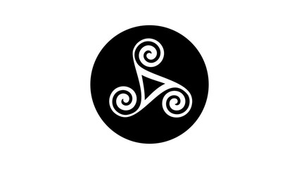 triskele symbol, black isolated silhouette