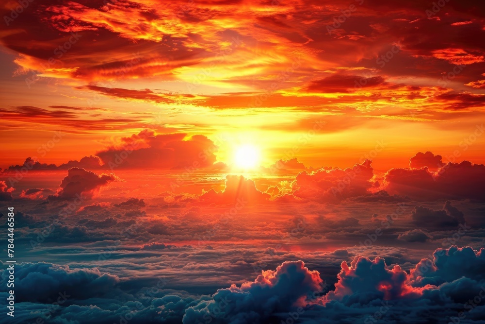 Aufkleber A beautiful sunset scene with clouds in the sky. Ideal for various design projects