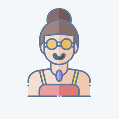 Icon Lady. related to Indigenous People symbol. doodle style. simple design editable. simple illustration