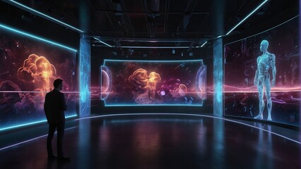 display space room vibrant holographic