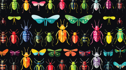 Longhorn beetle grammoptera icon set many color hex - obrazy, fototapety, plakaty