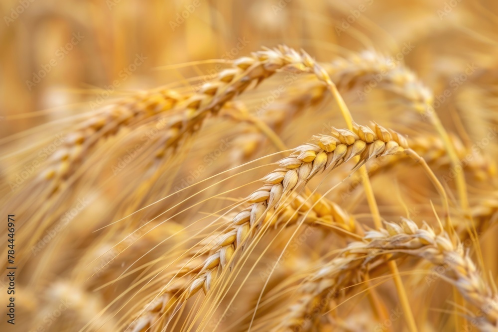Poster close up view of wheat in a field, suitable for agricultural concepts