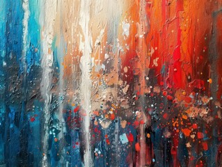 Cityscape painting during heavy rain