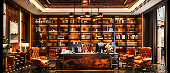 Classic Library Interior with Rows of Books, Elegant and Traditional Educational or Research Environment