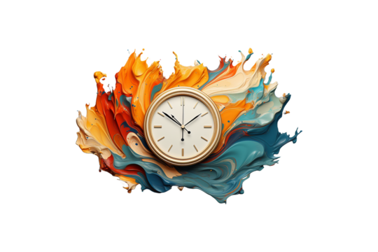 Painted Wall Clock on transparent background. - Powered by Adobe