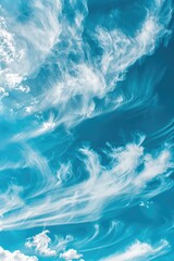 Obraz premium A plane flying through a blue cloudy sky. Suitable for travel and transportation themes