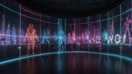people dancing in the holographic concept technology