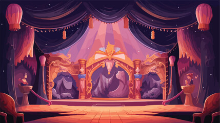 Magical theater where puppets come to life and put - obrazy, fototapety, plakaty