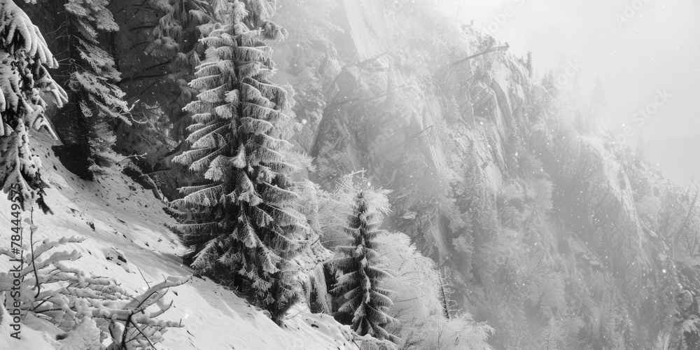 Poster a serene winter scene suitable for various projects
