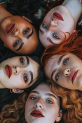 Obraz premium Group of women lying on top of each other, suitable for team building concepts