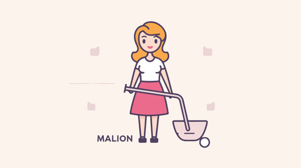 Maid line icon. Cleaner janitor sweeper. Occupation
