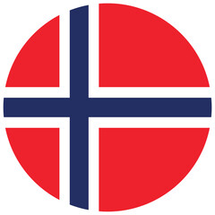 National norway flag, official colors and proportion correctly. National norway flag. Vector illustration. round circle shape norway flag vector icon, simple, flat design for web or mobile app.