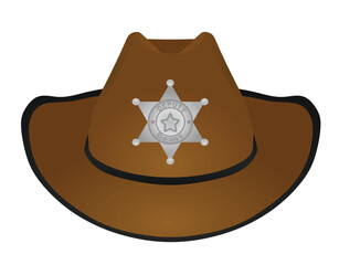 Brown Sheriff hat. vector illustration
