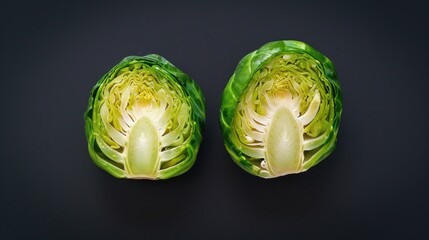 Fresh cabbage halves on dark background. Perfect for food and cooking concepts