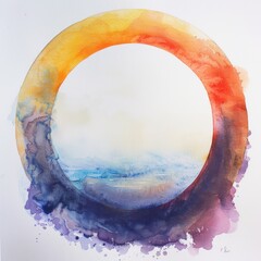 A circle rainbow water colour with white background