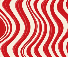 Red and white background with wavy lines