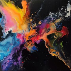 A colorful swirl of oil paint on black background