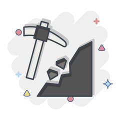 Icon Mining. related to Mining symbol. comic style. simple design editable. simple illustration