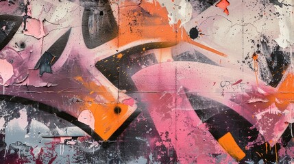 A colorful spray graffiti pattern on the wall