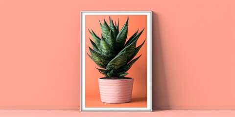 Cactus in a pot on a pink wall - obrazy, fototapety, plakaty