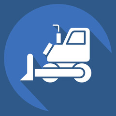 Icon Bulldozer. related to Mining symbol. long shadow style. simple design editable. simple illustration