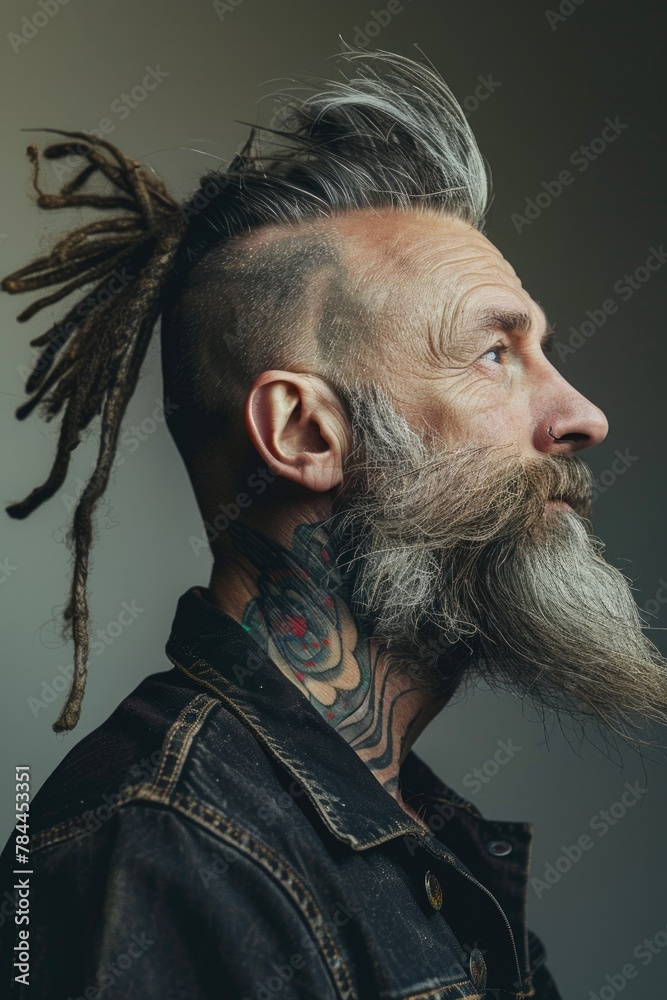 Poster a man with a long beard and dreadlocks, perfect for a variety of projects