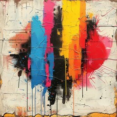 A multicolored paint dripping on canvas background