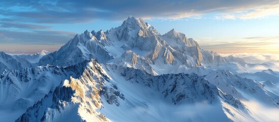 Majestic Snowy Peaks of the Austrian Alps at SunriseSunset Overlooking Serene Wilderness Landscape
