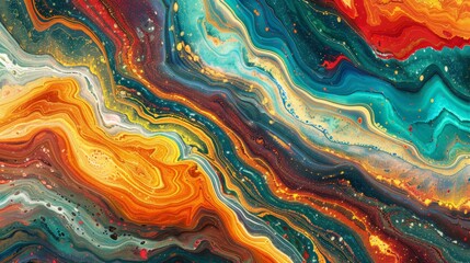 Vivid abstract painting with various colors and shapes