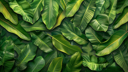 Vibrant Green Leaves Pattern Creating a Natural Background