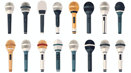 Microphone icon set. Cartoon set of microphone vector