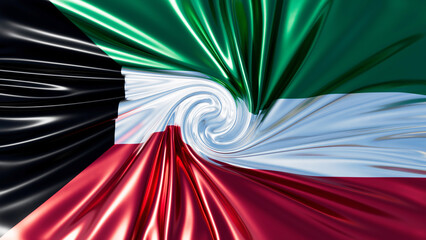 Kuwaiti Flag Elegance - A Swirling Tribute to Arabian Heritage