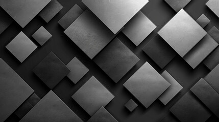 Grey-scale squares on black offer a modern, minimalist vector backdrop.